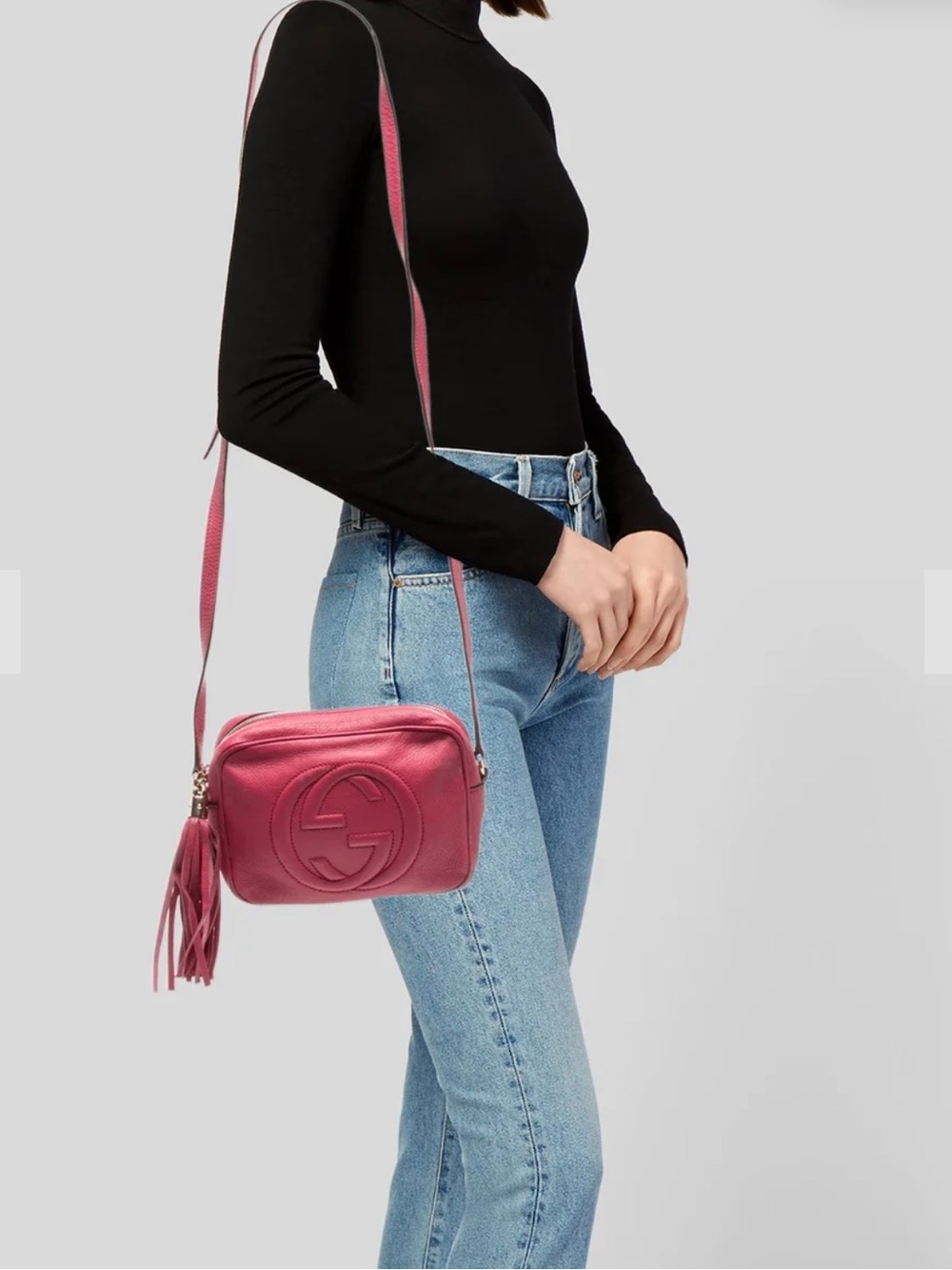 Gucci Pink Leather Soho Disco Crossbody with Tassel